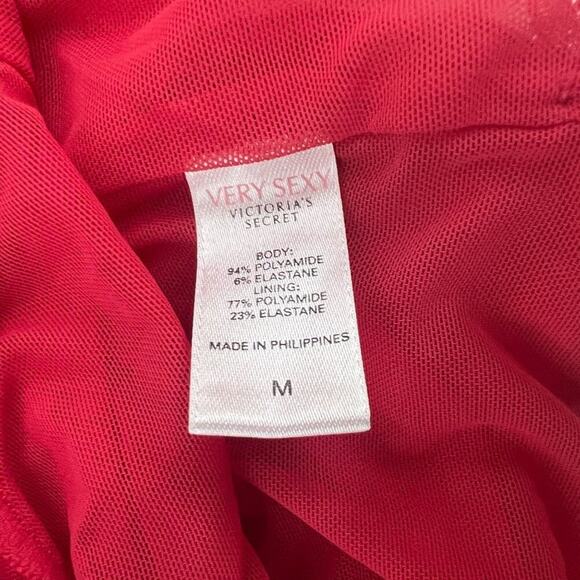 Vintage Victoria Secret Semi Sheer Red Deep Plug Bodysuit Womens Size Medium - Picture 4 of 7